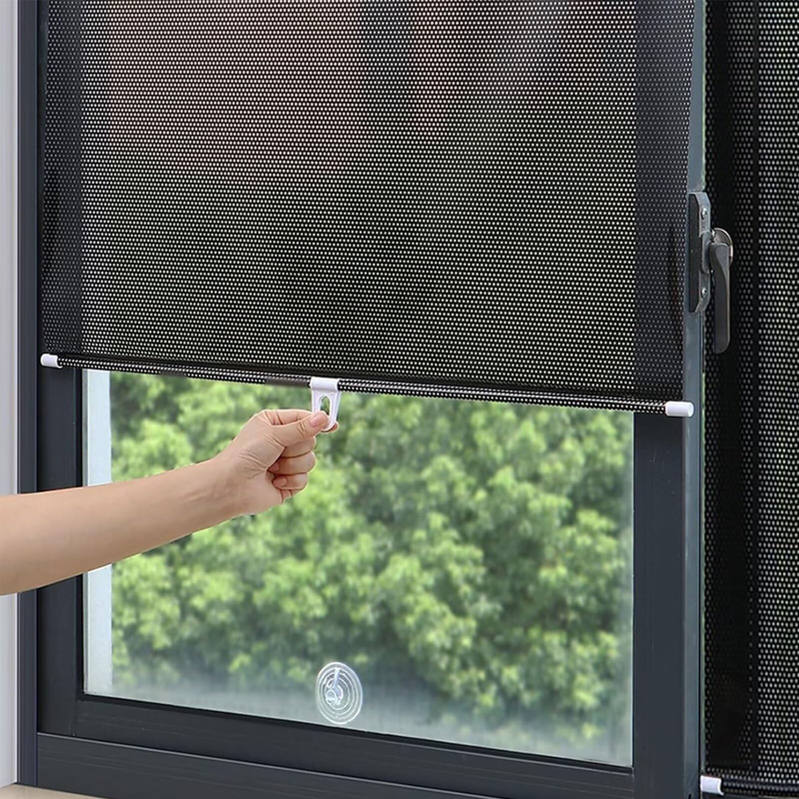 Lcyfbe Black Suction Cup Roller Blind,Sun Protection Out Roller Blind,Punch-Free Retractable Balcony Sun Shade,Out Curtain Blinds Curtains For Kitchen/Bedroom/Office/Car(,68X125cm/27X49in)
