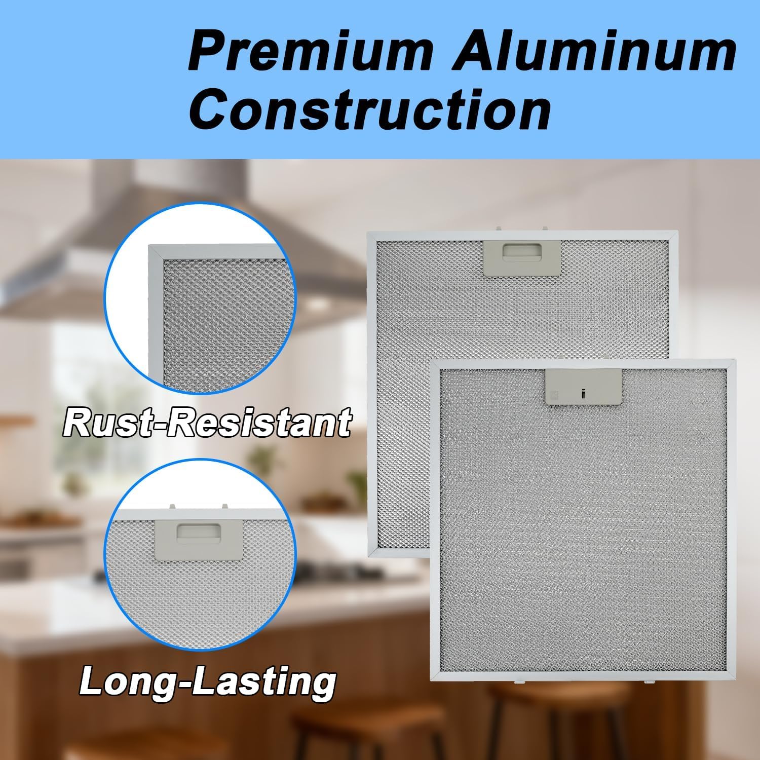 2-Pack Range Hood Grease Filters 14-3/8 X 13-1/2 Inches Compatible with Vissani 30-inch Pyramid Wall Mount Range Hood 5-Layer Aluminum Mesh Replace#: WA0575