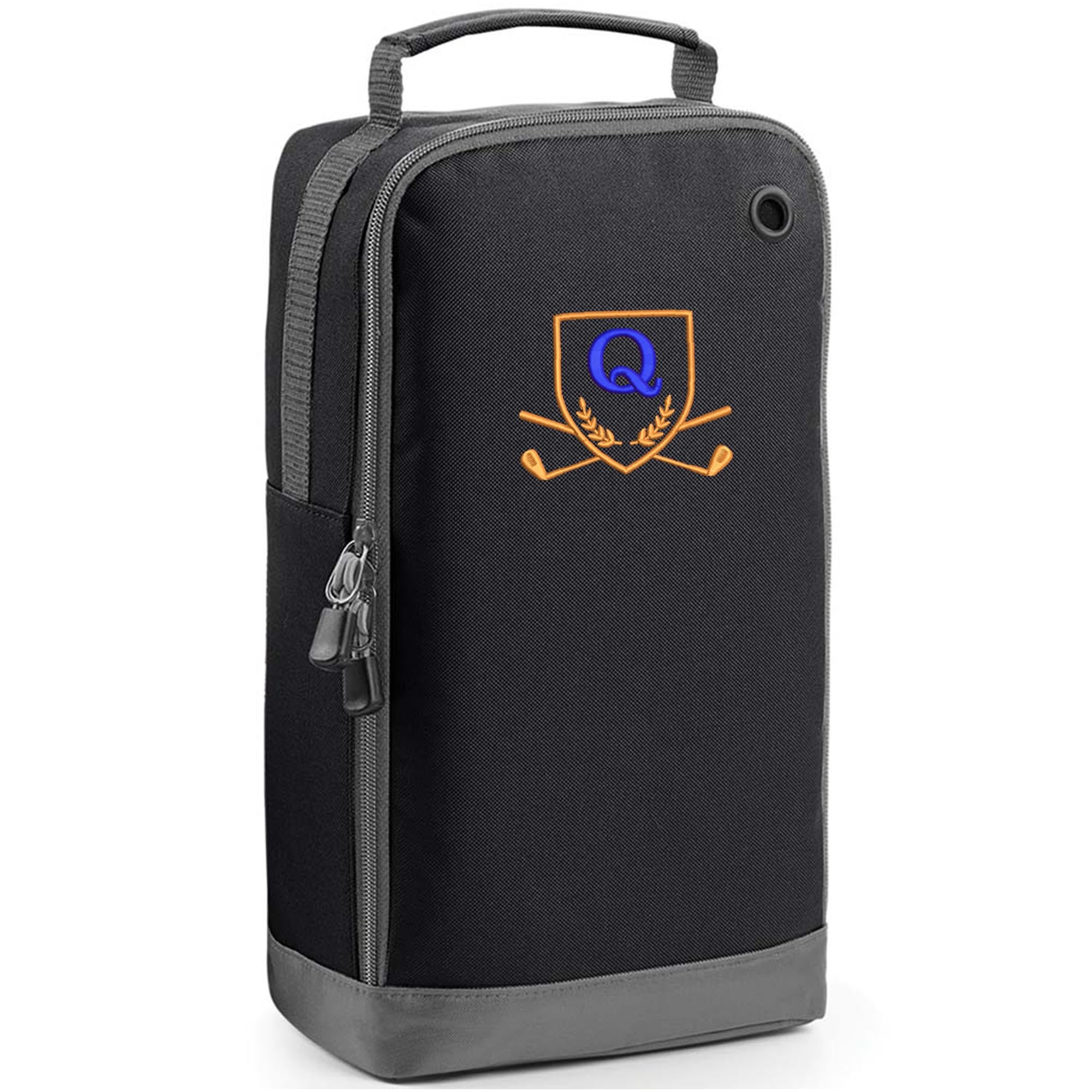 Always Looking Good Golf Shoe Bag with Monogrammed Embroidery Initial Letter Custom Embroidered Golf Boot Bag - Golf Gifts for Men (Black, Q)