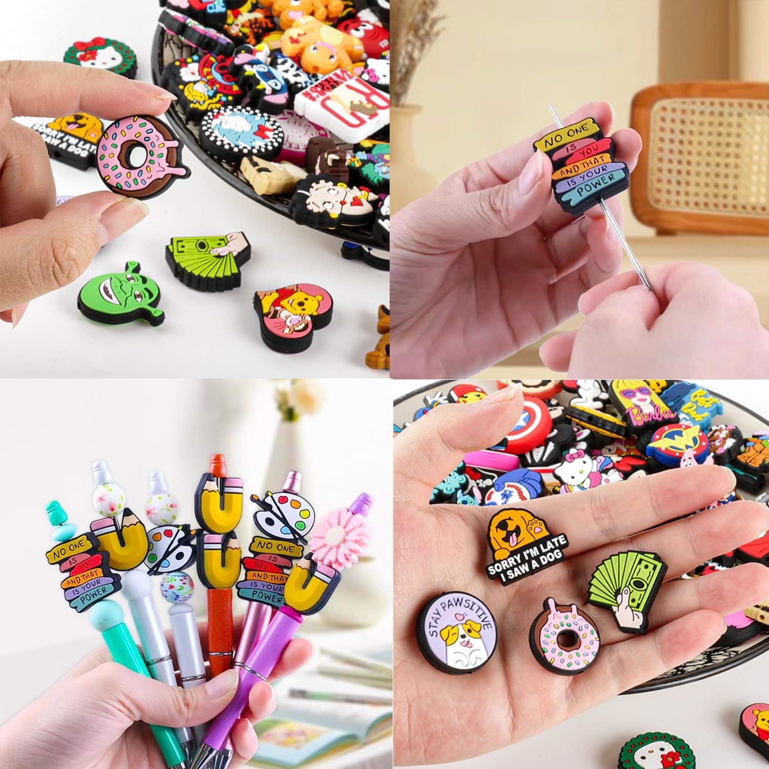 125Pcs Focal Beads for Pens, Random Cute Character Focal Beads for Keychains Making DIY Bracele Jewelry Making, Only Applicable to Adults