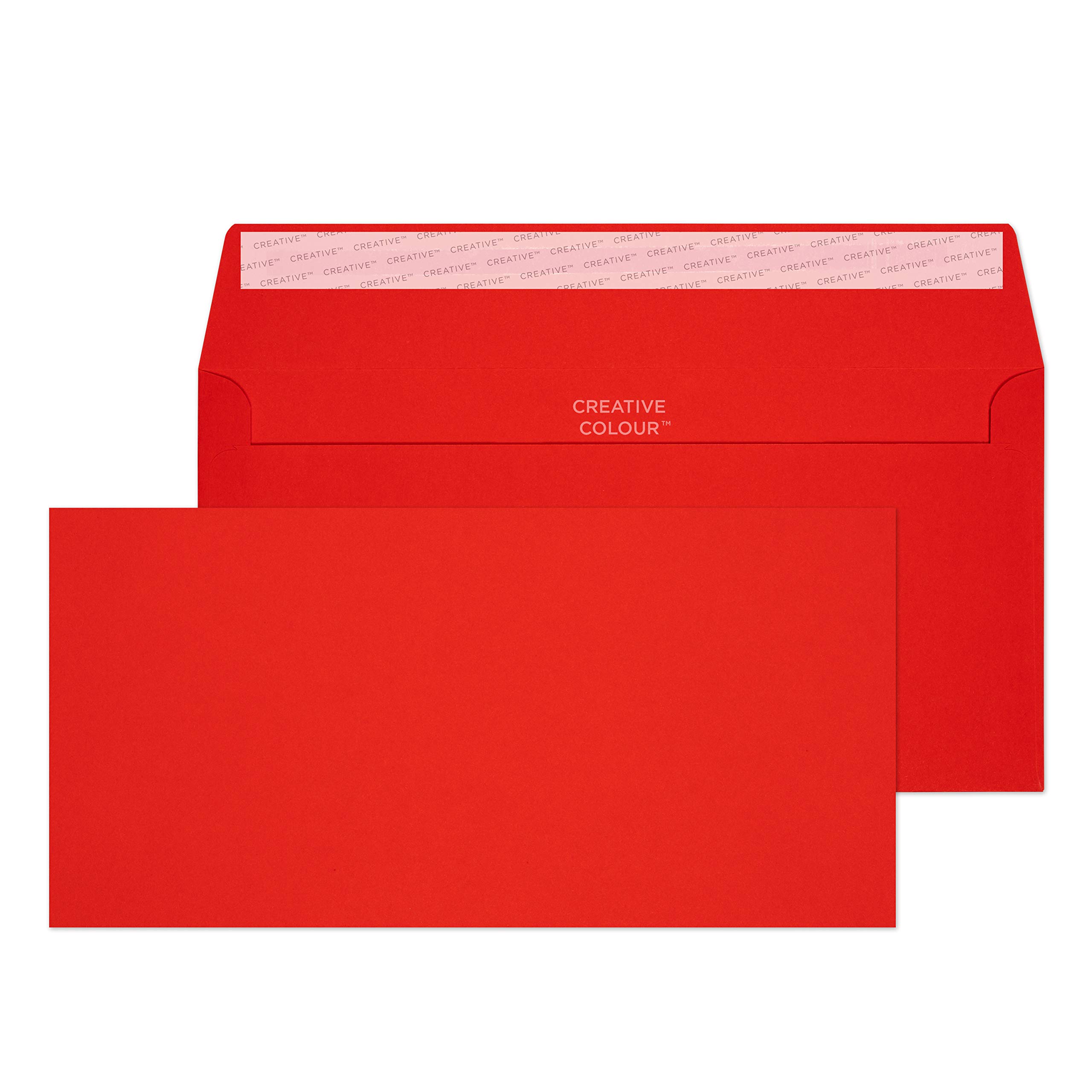 Blake Creative Colour DL+ 114 x 229 mm 120 GSM Peel & Seal Wallet Pillar Box Red Envelopes - Box of 250,206