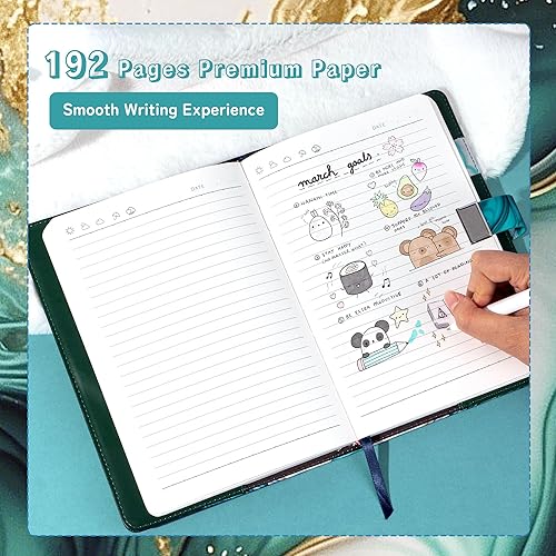 Vista 13 de CAGIE Diario con candado para niñas, A5 con contraseña rellenable, con forro, diario bloqueado, lindo regalo de Navidad y cumpleaños para niñas