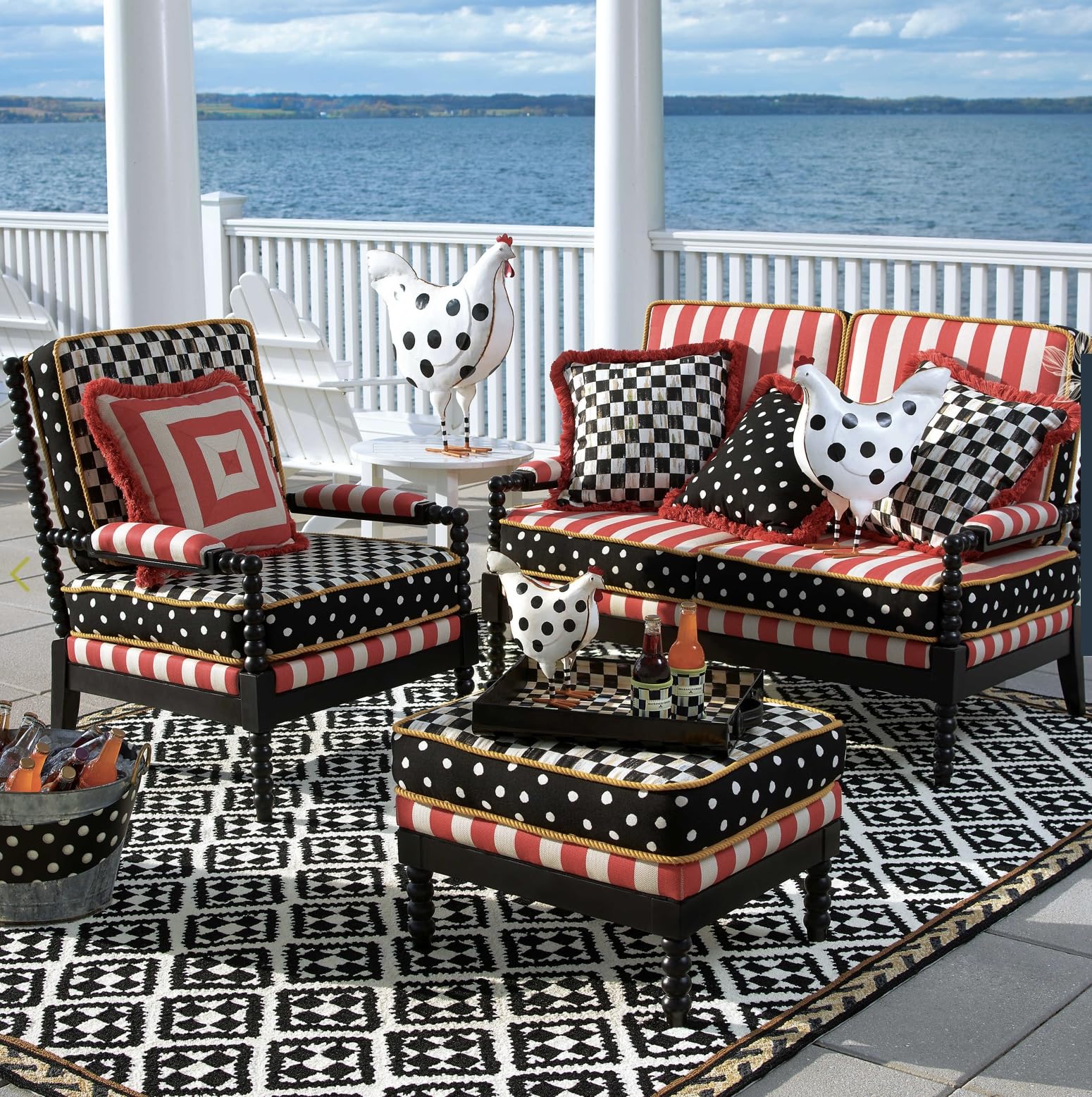 Amazon.com: MACKENZIE-CHILDS Courtly Check Square Pillow