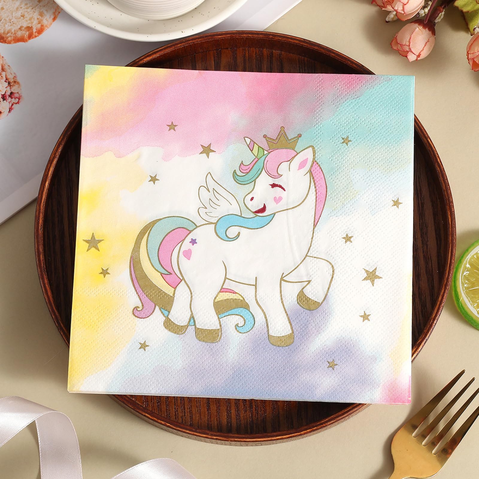 Serviette Papier Anniversaire Étoile Jaune Unicorne Serviette De Table Mariage Serviettes Papier Jetables Cocktail Jetables De Table Mariage Décoration Pour Partys Célébrations 20 Paquet(33x33cm)