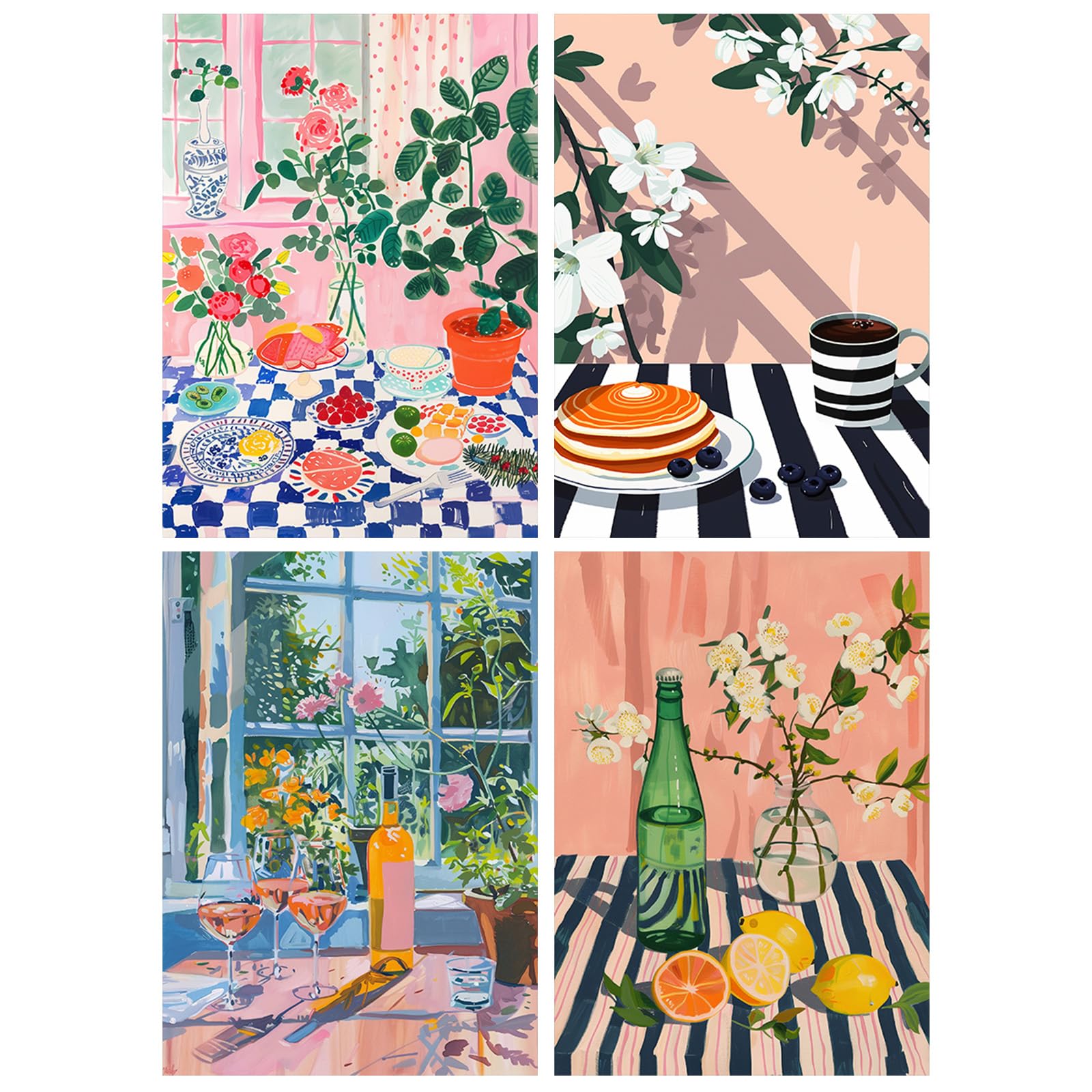 Yeaqee 4 Pcs Diamond Art Kits DIY Painting for Adult Aesthetic Wall Diamond Crafts Aesthetic Room Decor Cute Painting Pictures 5d Craft Wall Decor for Home 10 x 11.8''(Colorful Kitchen)-image-22