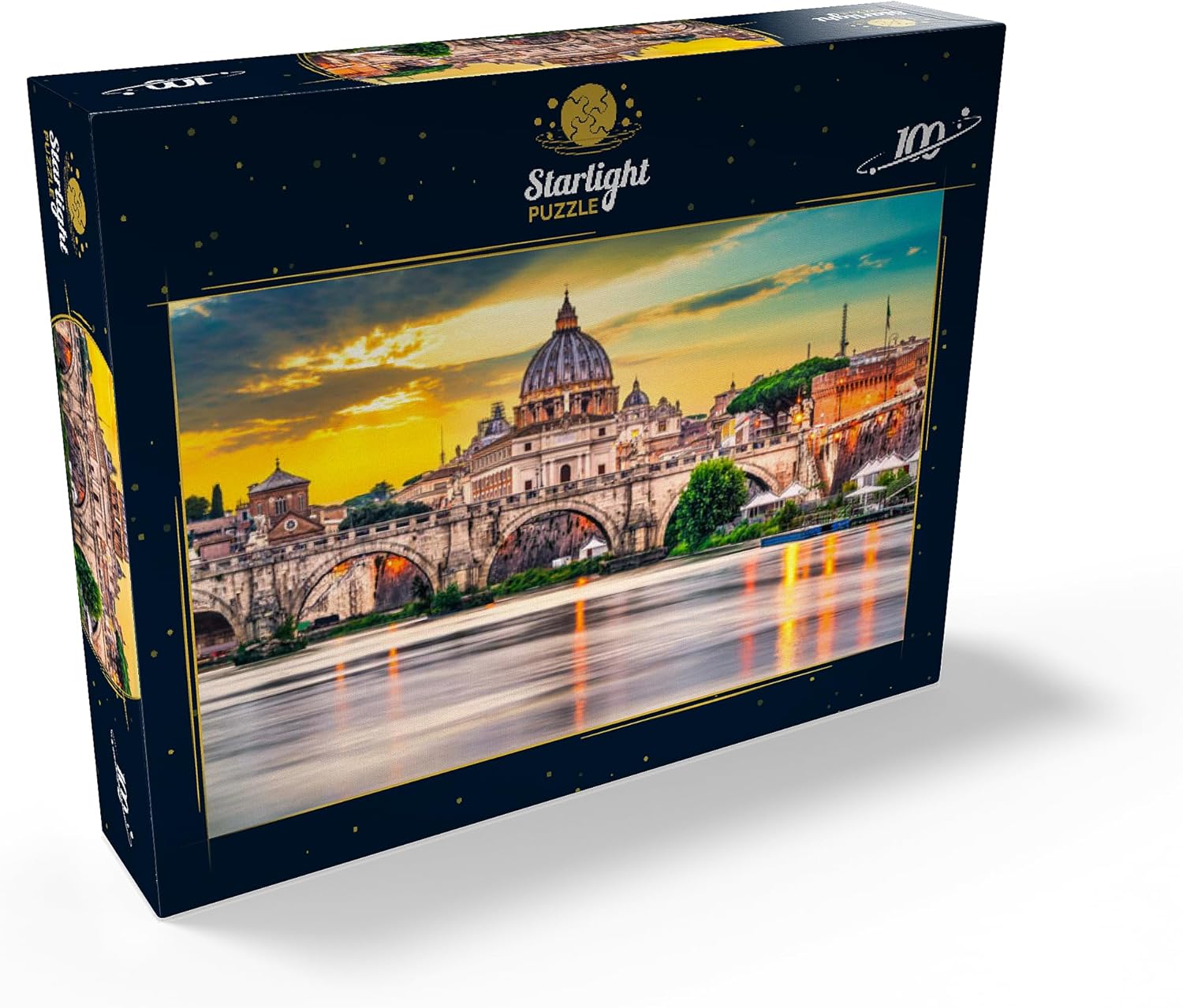 MyPuzzle St. Peter's Basilica and Ponte Vittorio Emanuele II in Vatican, Rome, Italy - Premium 100 Piece Jigsaw Puzzle for Adults