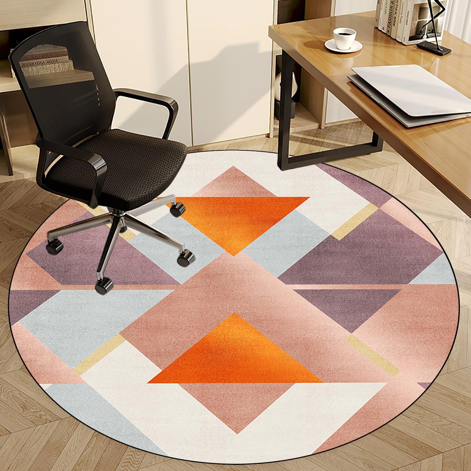 Fzamudng Round Office Chair Mat for Hardwood Floor 160 cm, Carpet Protector Floor Mat, Desk Chair Mat for Home, Office Gaming Rolling Chair Mat, Multi-Purpose Anti-Slip Floor Protectors Rug