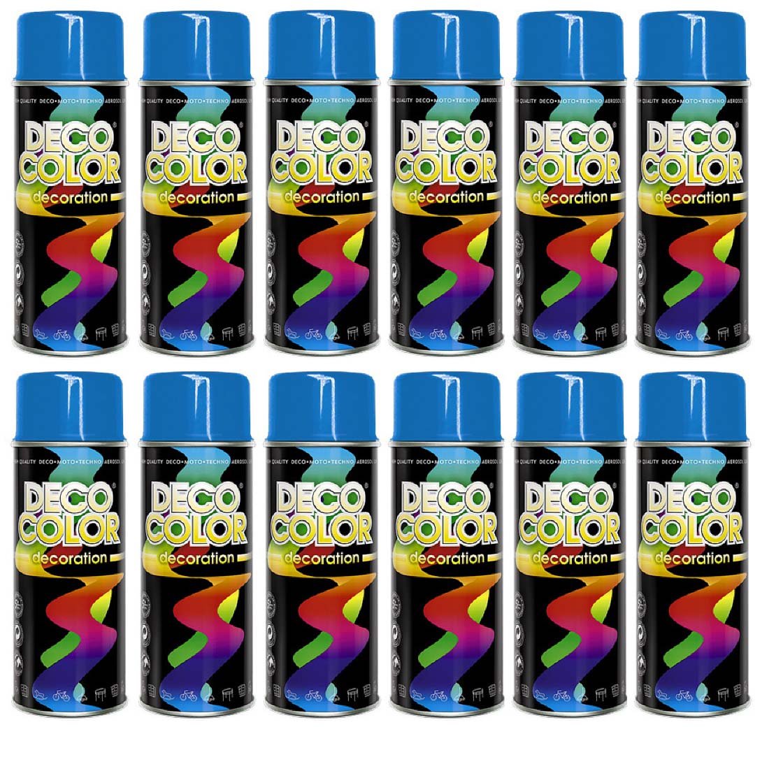Pack of 12 (1 Box) Spray Paint 400ml Gloss Sky Blue RAL 5015