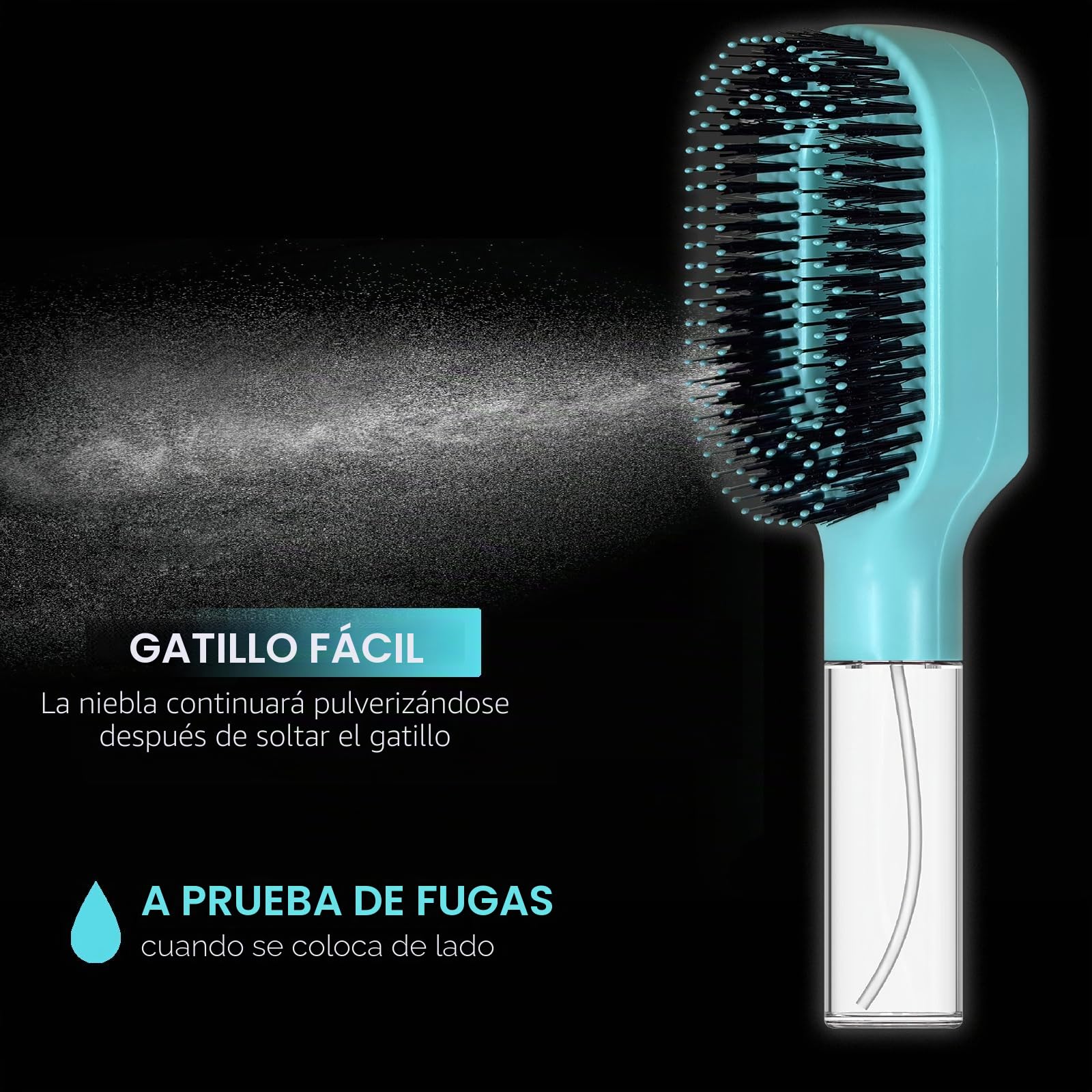 Cepillo desenredante 2 en 1, con spray Mister integrado, cepillo desenredante húmedo y seco para cabello rizado, ondulado y liso, cepillo para el cuidado del cabello sin enredos, depósito de agua de