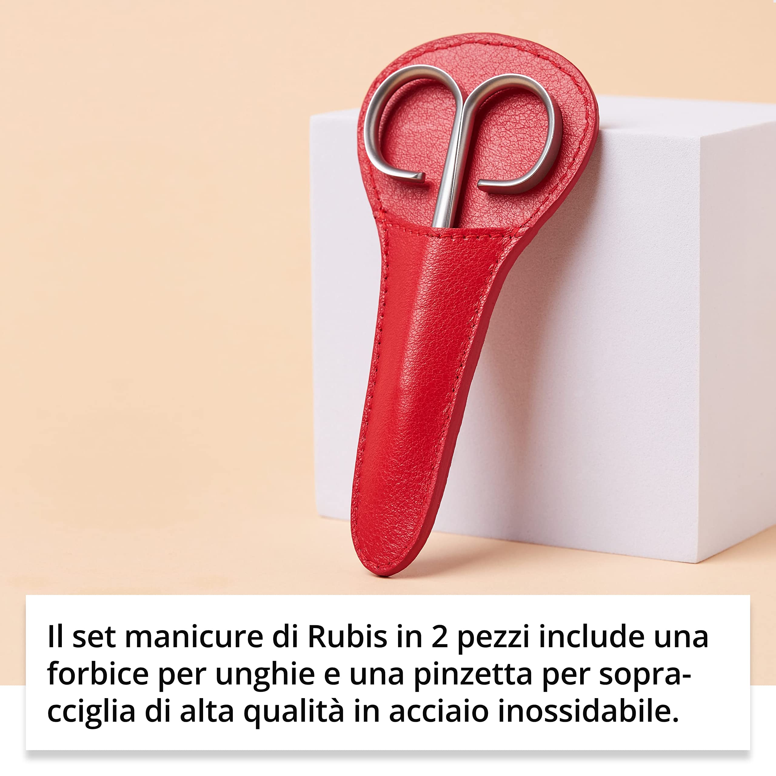 Rubis Set manicure con forbici per unghie e pinzette per sopracciglia – Set unghie piccolo 2 pezzi – Set per la cura delle unghie e custodia per pinzette