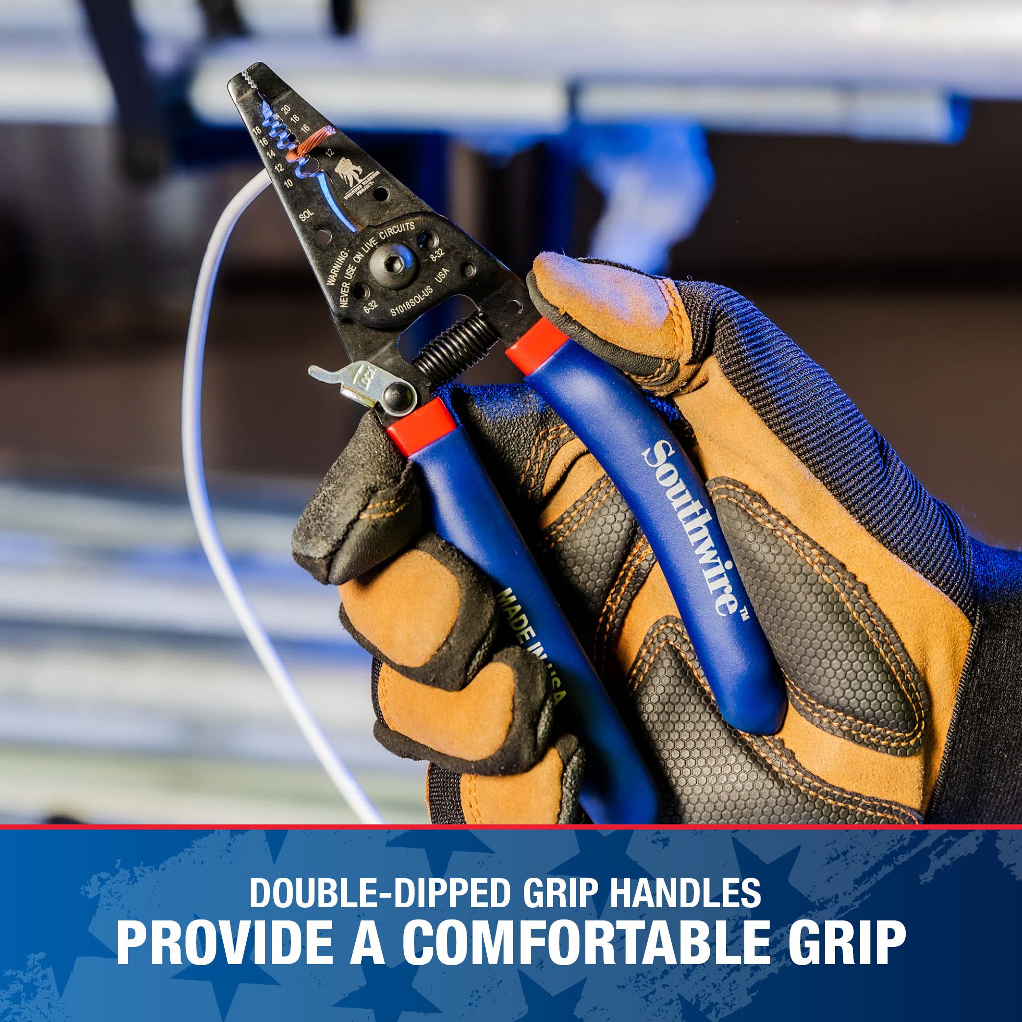 Southwire Ergonomic Wire Stripper – Handles 10-18 AWG Solid & 12-20 AWG Stranded Wire