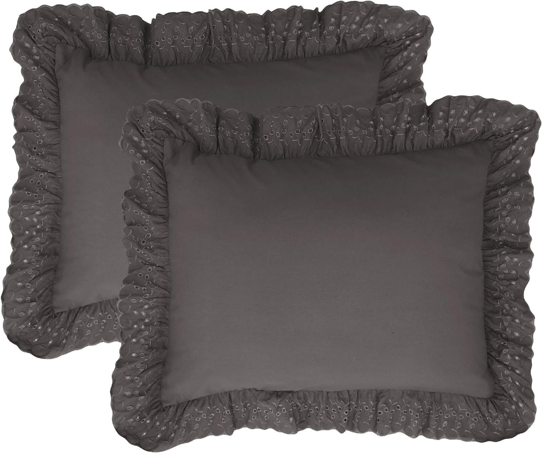 FRESH IDEAS Eyelet Shams Set, Grey, King 2-Pack