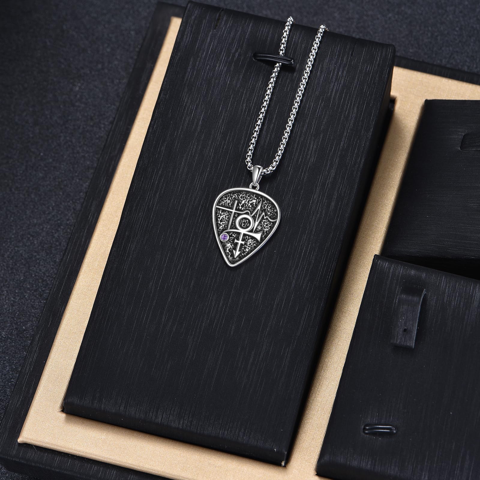 Collana con ciondolo per chitarra, in argento Sterling con simbolo principe, simbolo principe, regalo per donne e uomini