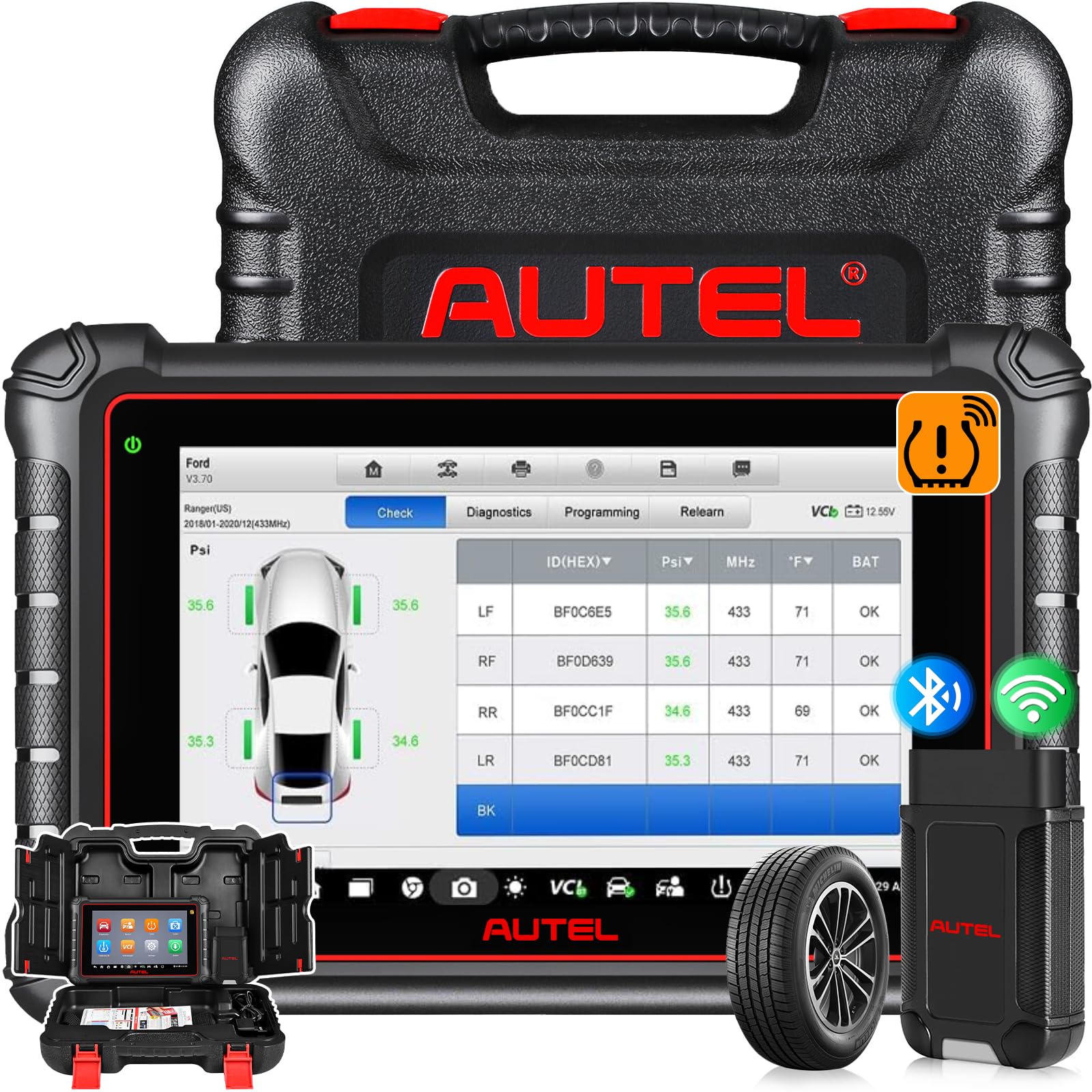 Autel Scanner MaxiCOM MK900-TS, 2025 MK900-TS Level-up of MK900BT/ MX900/ MK808TS, Bidirectional Diagnostic Scan Tool, No-IP Limited Ver. of MX900TS, 40+ Service, All System Diagnose, WiFi Print, FCA