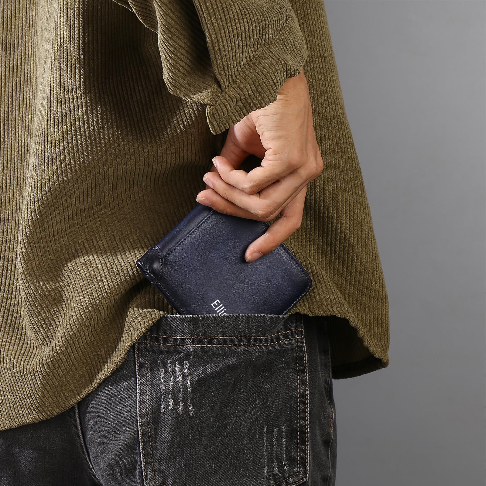Cartera personalizada con bloqueo RFID para hombre, cartera de piel plegable con imagen para papá, marido, regalo para cumpleaños, Navidad, San Valentín, azul, (Rfid-blue), Cartera para