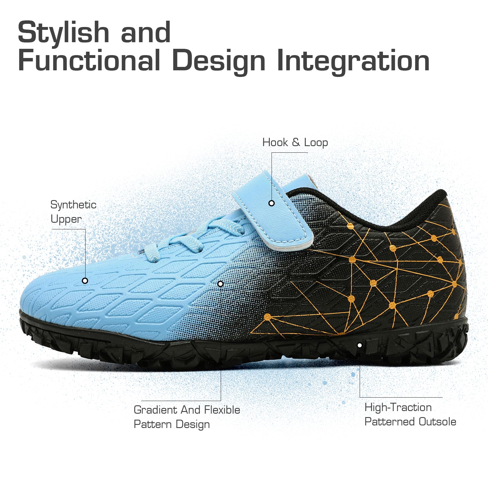 PiDaGlobal Scarpe da Calcio Bambini Ragazzi con Tacchetti Bassi Scarpe da Calcetto Futsal e Allenamento per Interno/Esterno - Antiscivolo Junior