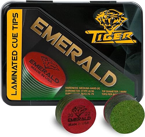 TigerProducts Tiger Emerald - Puntas de billar laminadas, 12 (doce) piezas, 1 caja, 13 o 0.551 in