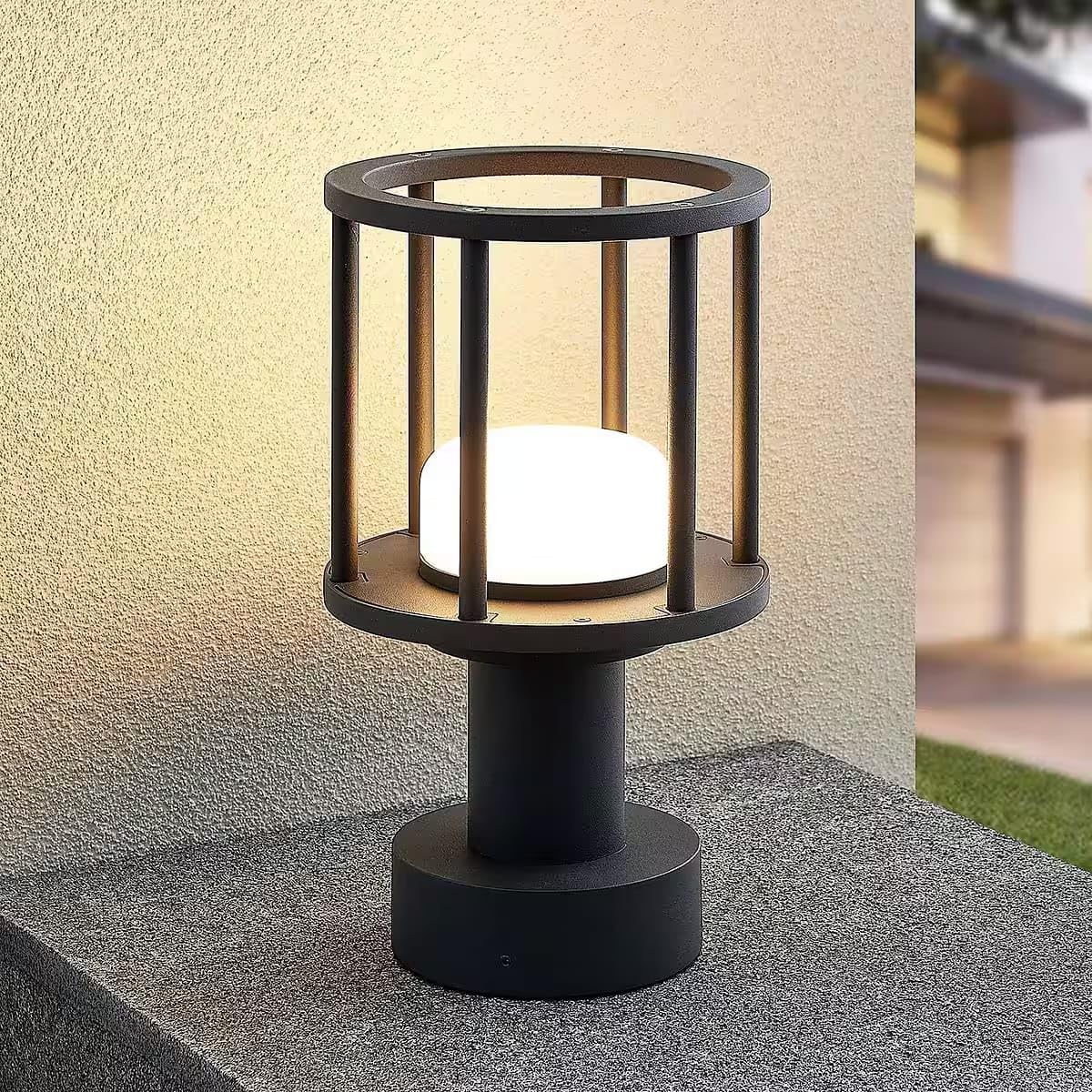 Glowave® Outdoor Modern Sand Black Cylindrical Cage Bollard Garden Path Light for Pathways, Driveway, Deck, Garage IP65 Waterproof - Warm White (300mm 788)-image-13