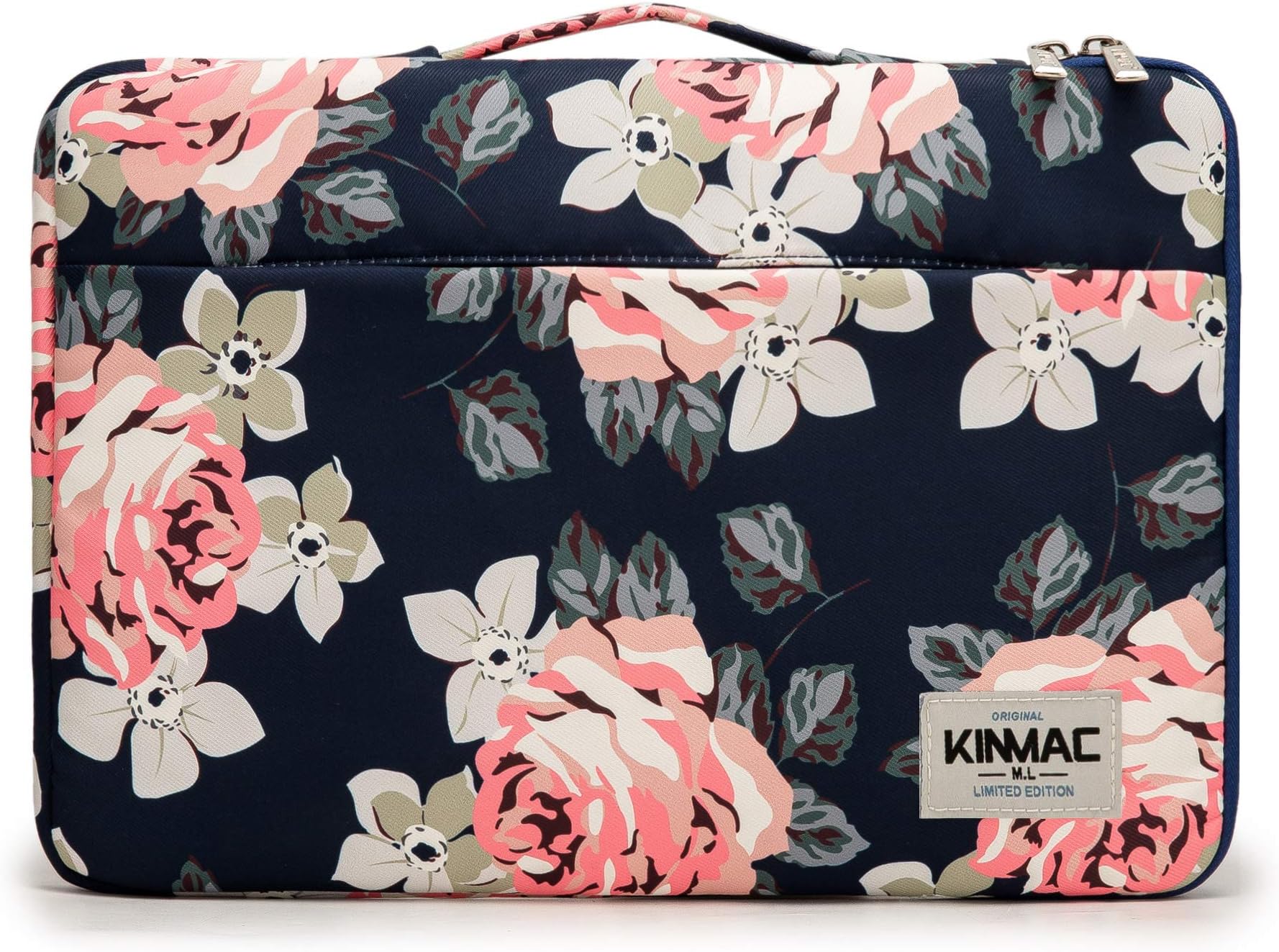 Kinmac 360 Degree Protective Laptop Sleeve Case Bag with Handle for MacBook Air 15 inch and 15 inch-15.6 inch HP Lenovo Dell ASUS Acer Notebook Computer (Rose-Blue)