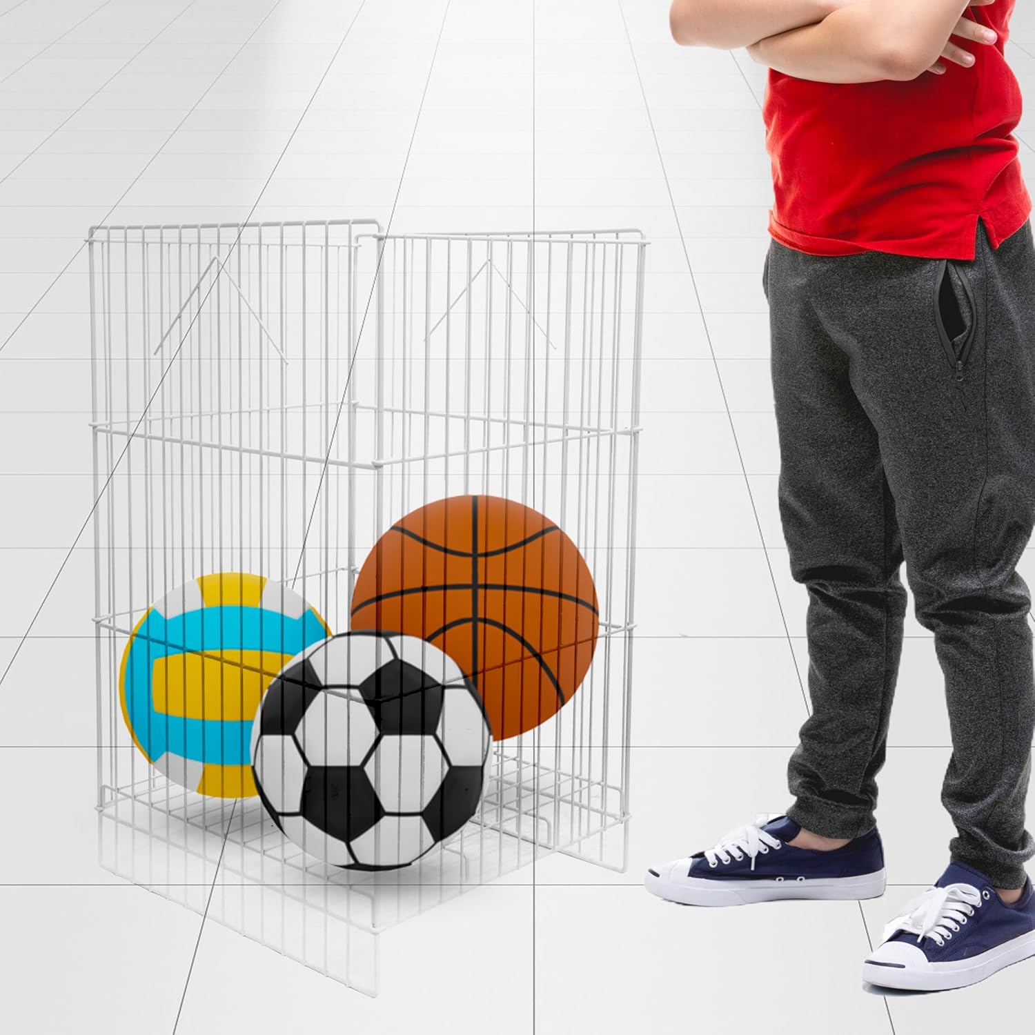 SSWBasics White Wire Dump Bin - 18" X 18" X 30"