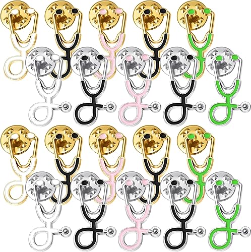 Yaomiao Nurse Doctor Pins Stethoscope Brooch Pins Stethoscope Enamel Lapel Pin Cute Schoolbag Pin Badges for Christmas Doctor Nurse Medical Students