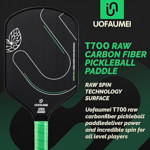 Miniatura 2 de Pala de pickleball T700 de fibra de carbono cruda, raquetas de pickleball con núcleo de panal de abeja de 0.63 pulgadas, equipo de control y