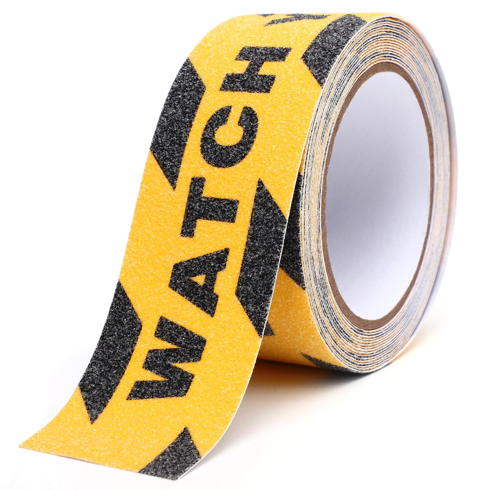 – Dioche 5M Watch Your Step Sticker | PVC Safety Grip Tape with Quartz Sand Surface | Non-Slip Mind The Step Sign for Indoor/Outdoor Use | Watch Your Step Warning Tape for Stairs, Floors, Ladders