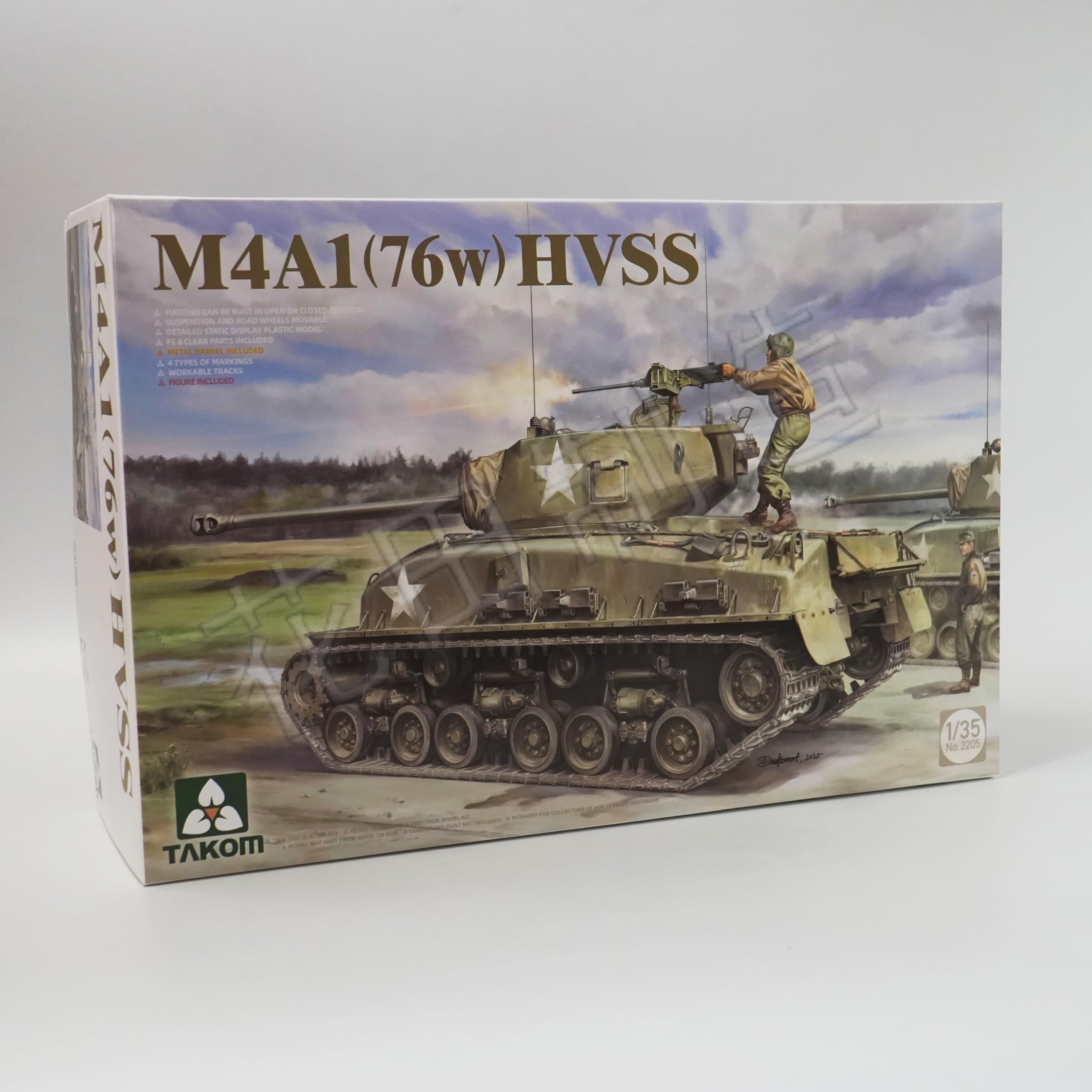 Amazon.com: 花田制造 Takom 2205 M4A1(76W) HVSS Tank 1/35 Scale