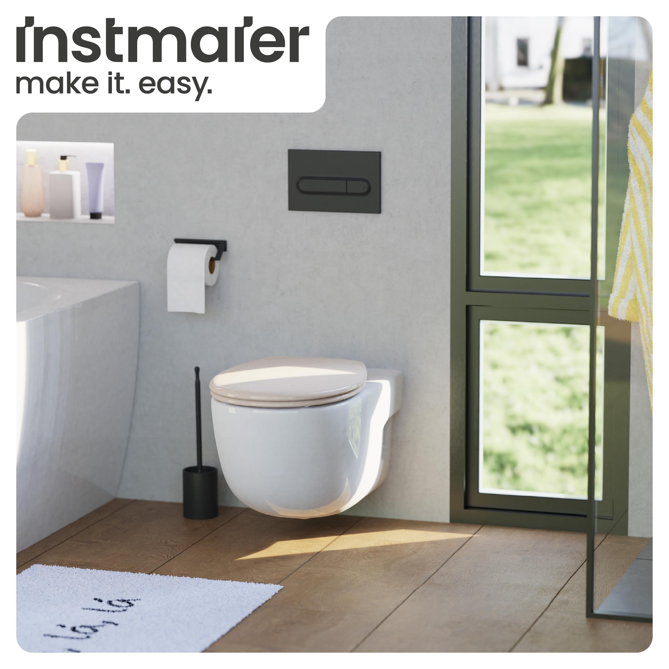 instmaier Alma | Abattant WC avec abaissement automatique | Siège de WC Bahama beige | Forme ovale | Duroplast | Lunette de WC avec Quick Release | Fabriqué en Allemagne | Stable jusqu’à 250 kg