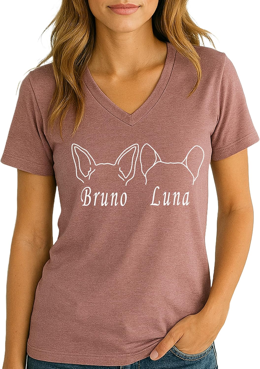 Custom Dog Mom Shirt for Women Pet Ears Sweatshirt with Name Unique Puppy Line Art Cute Dad Hoodie for DogDad Owner Lover - Image 6