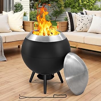 20 Inch Smokeless Firepit, Outdoor Smokeless Fire Pit with Grill, Waterproof Lid and Bag, 2 in 1 Fire Pits for Outside Wood Burning, Stainless Steel Potable Fire Pit for Bonfire, Camping, Picnic