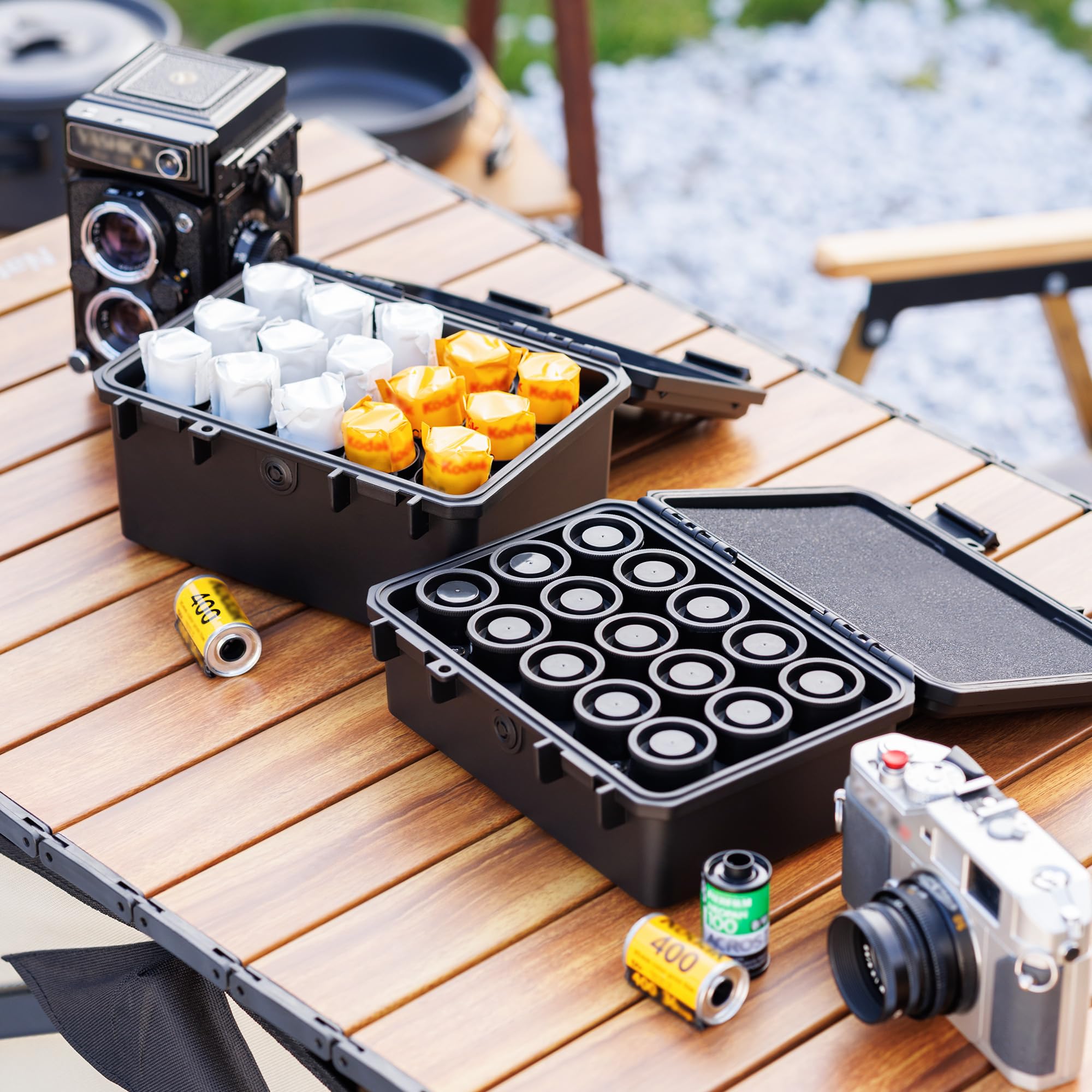 Harte stabile 120 Film Case,IP67 wasserdichte Film Kamera Behälter für 15 Rollen 120 Negativ Film,Anti-Schock Lichtversiegelte Negative Film Organizer Aufbewahrungsbox für Reisen(kein Film enthalten)