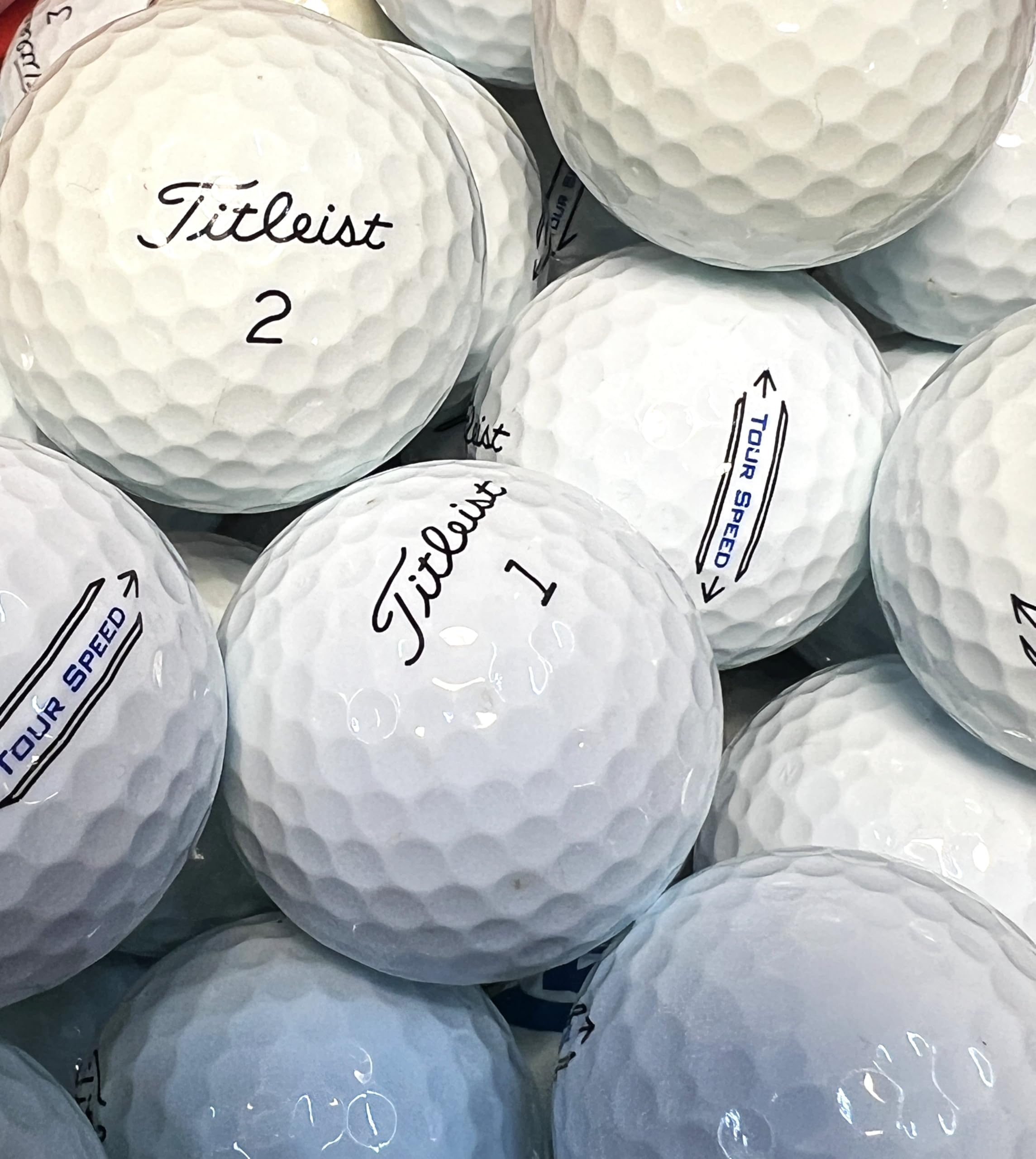 Golf Ball House…12 Tour Speed Golf Balls for Titleist/White/Near Mint (AAAA) / Used-Recycled w/Mesh Bag