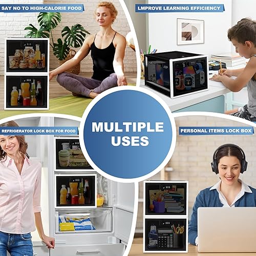 Miniatura 7 de Caja de seguridad para medicamentos seguros, caja de almacenamiento con cerradura de material premium, contenedor organizador con bloqueo y código