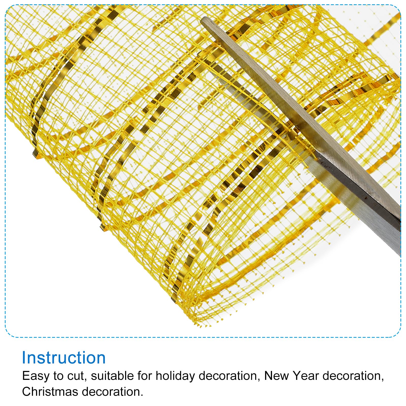 PATIKIL Decorative Mesh Ribbon, 10 Inch x 10 Yard Mesh Ribbon Roll Foil Metallic for Christmas Tree Wreath Decoration Gold - Image 4