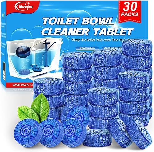 Msvvko Tabletas Limpiadoras de Inodoro Azules, Limpiadores Automáticos para Tanque de Baño, Elimina Manchas de Agua Dura, Apto para Fosas Sépticas,