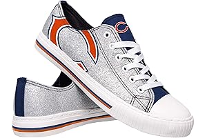 FOCO Chicago Bears Women's NFL Team Logo Ladies Fashion Low Top Canvas Sneakers Shoes
