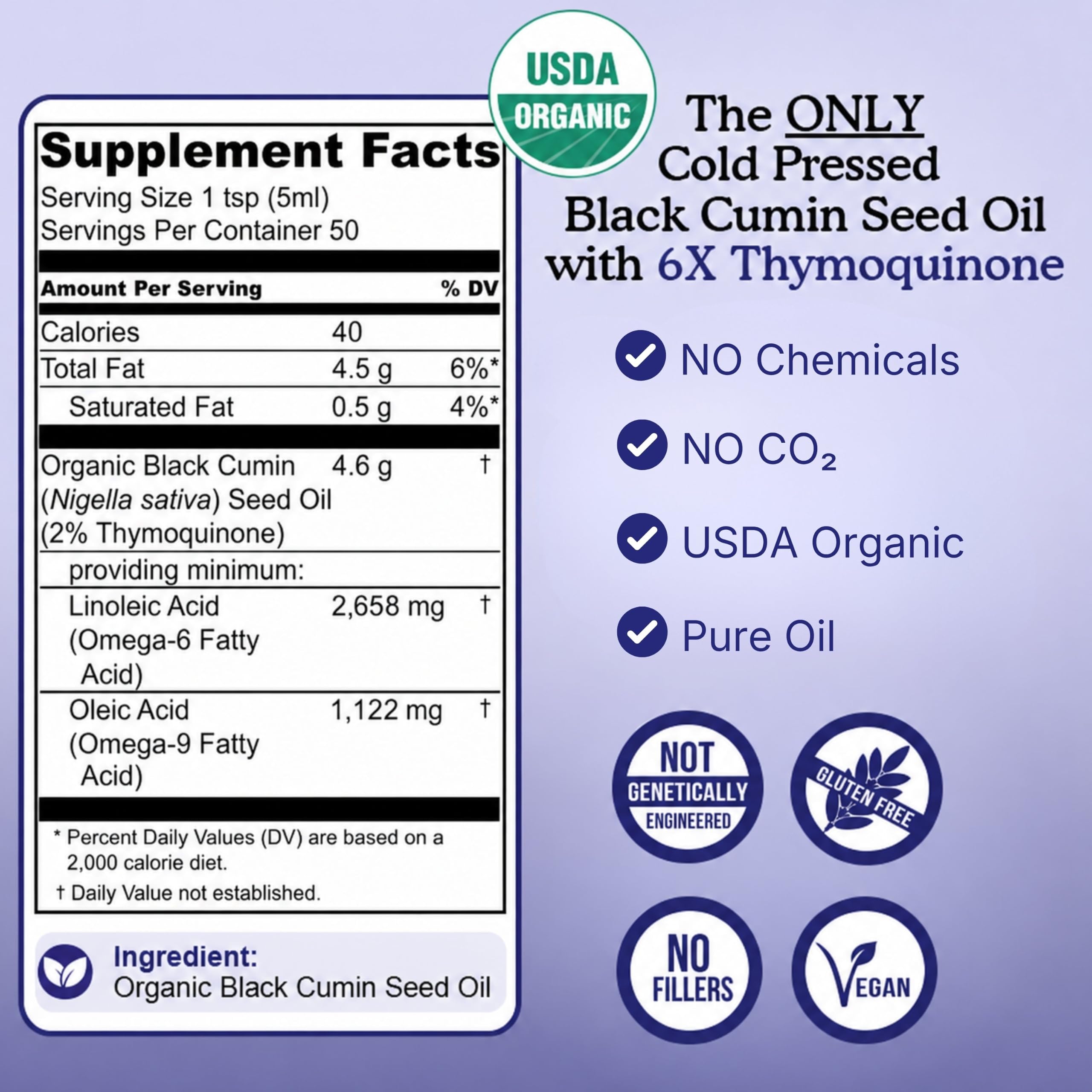 USDA Organic Black Cumin Seed Oil, Cold Pressed,Up to 4% Thymoquinone 8.5oz — Amazon image 3