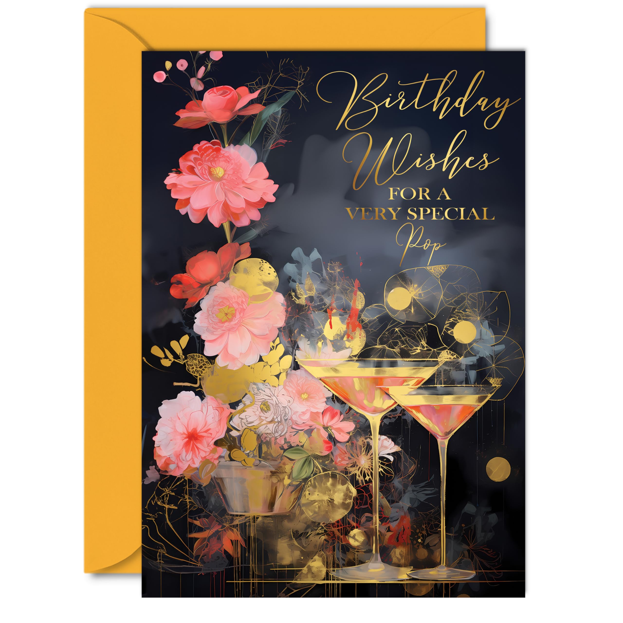 Beautiful Gold Birthday Cards for Pop, Wonderful Golden Cocktails
