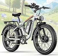PUJH 6000W Dual Motor Fat Tire Electric Bike: 60V 20Ah, 45 MPH, 100+ Mile Range, Full Suspension All-Terrain E-Bike for Adults