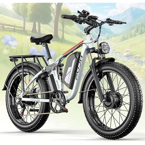 6000W Dual Motor Electric Bike for Adults 60V 20Ah Fast Ebike for Men Women 45 MPH,Up to 100 Miles,24" Fat Tire Suspension Electric Bicycle for Snow Commuter Mountain E-Bike