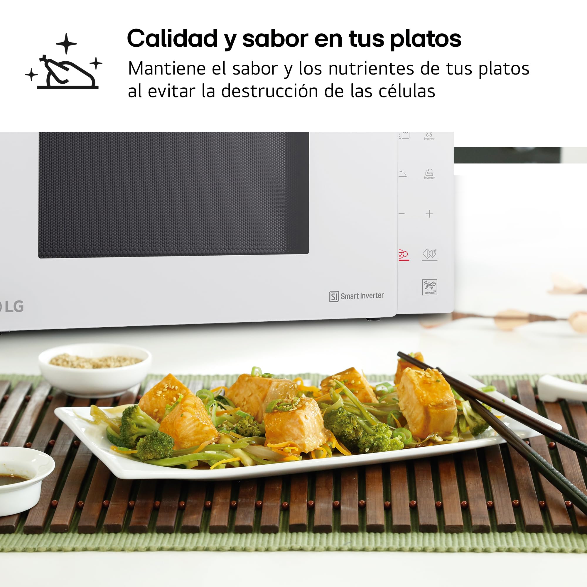 LG MH6535GDH Microondas Con Grill Blanco Smart Inverter 1000W 25L