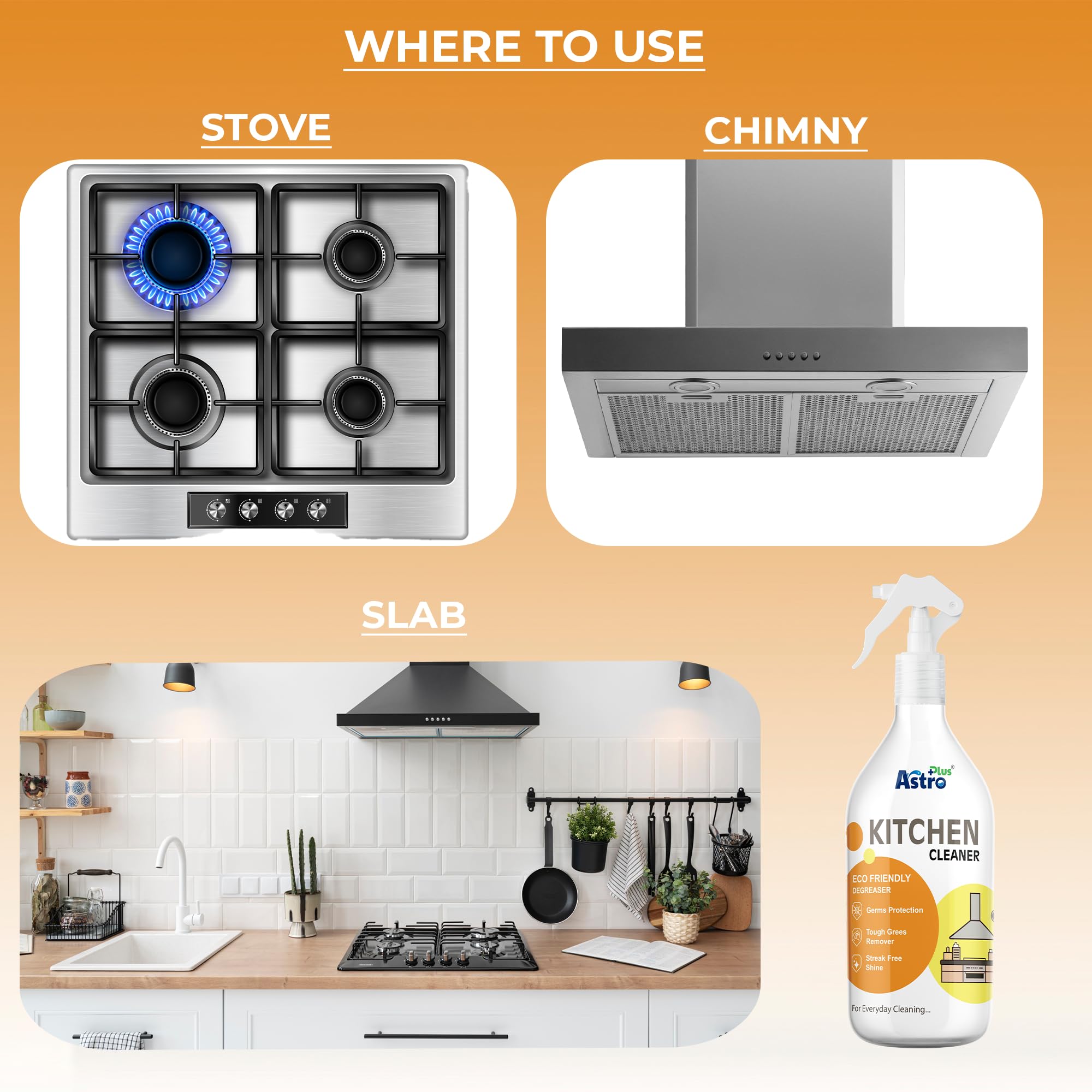 Astro Plus+ Kitchen Cleaner Remove Tough Grease | Cleans Stove,Sink and Chimney etc. (500 ml) 2