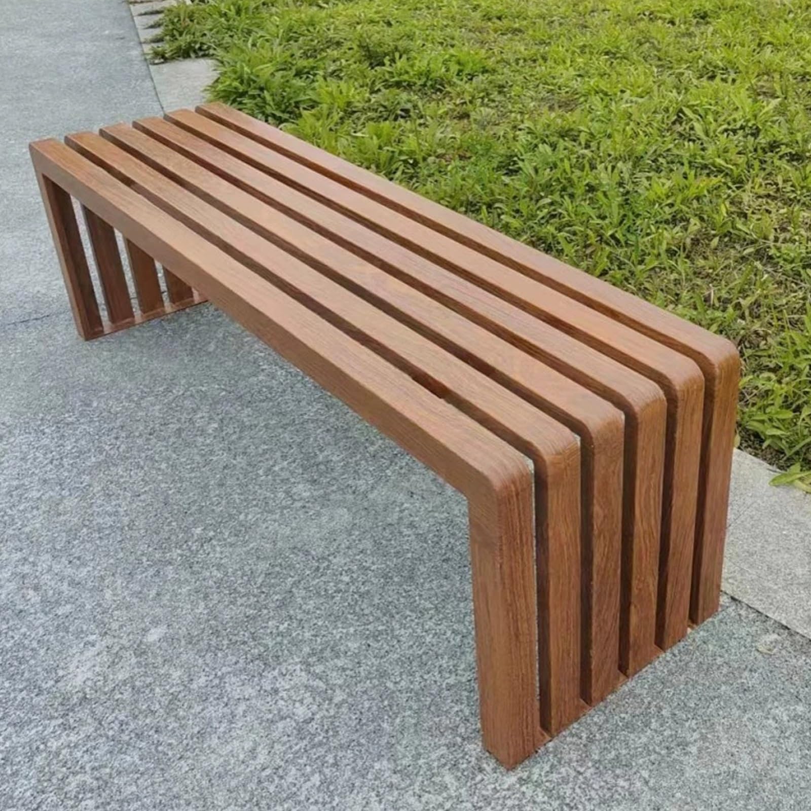 Gartenbank Metall, Holzbank, Gartenbänke, Zwei-Personen-Sitzbank Ohne Rückenlehne, Geeignet for den Strand im Freien, Zum Sonnenbaden, auf der Terrasse(Brown,100cm/39in)
