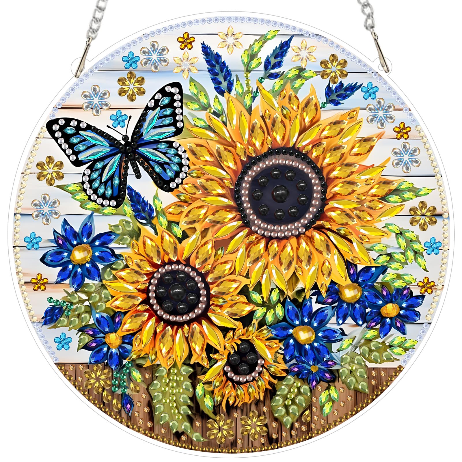 MEIYUDA Hanging 5D Diamond Art Kits Adults Sunflower, DIY Diamond Painting Art Kit for Beginners Suncatcher, Home Wall Decor Arts and Craft Kits for Adults Kids