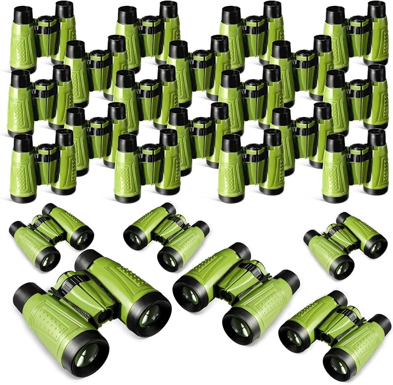 Libima 24 binoculares a granel educativos compactos con telescopio de cuerda para el cuello para aprender a observar aves, acampar, senderismo, viajes, safaris, regalos de cumpleaños (verde)