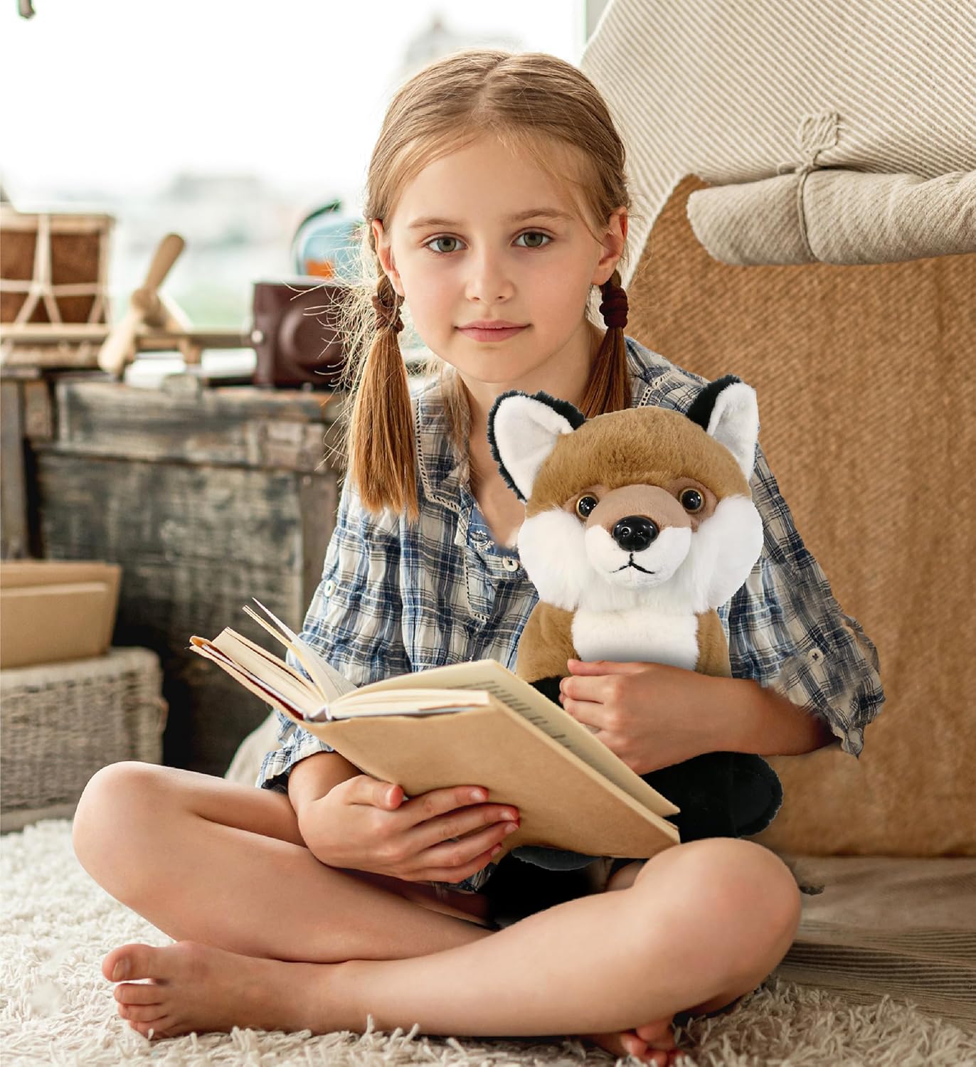 DolliBu Floppy Fox Stuffed Animal - Soft Huggable Floppy Fox, Adorable Playtime Fox Plush Toy, Cute Wild Life Cuddle Gifts, Super Soft Plush Doll Animal Toy for Kids and Adults - 9 inches