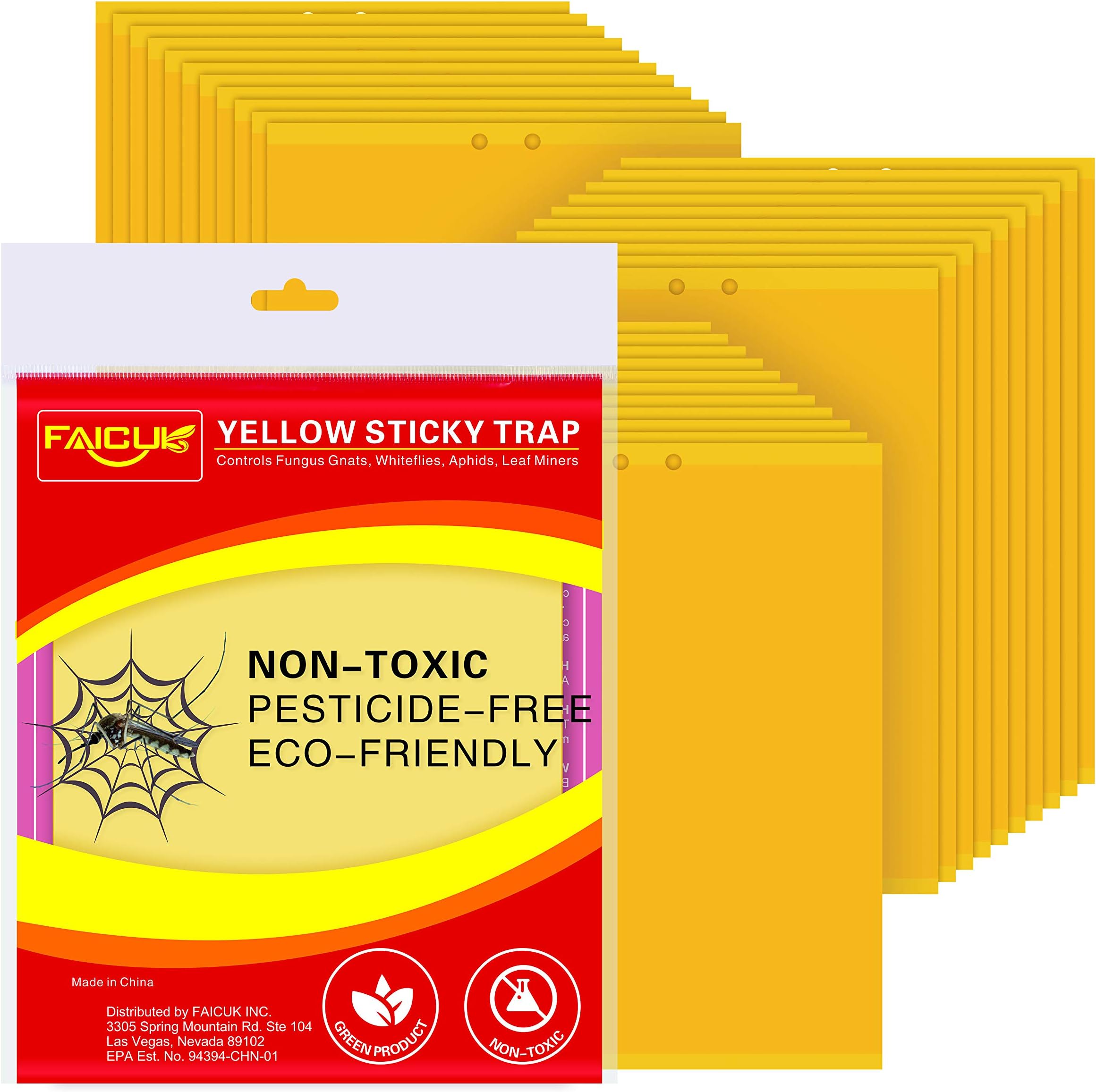 Yellow Dual-Sided Sticky Fly Traps for Plant Insect Like Aphids, Fungus Gnats, Leaf Miners and White Flies (30 Pack)