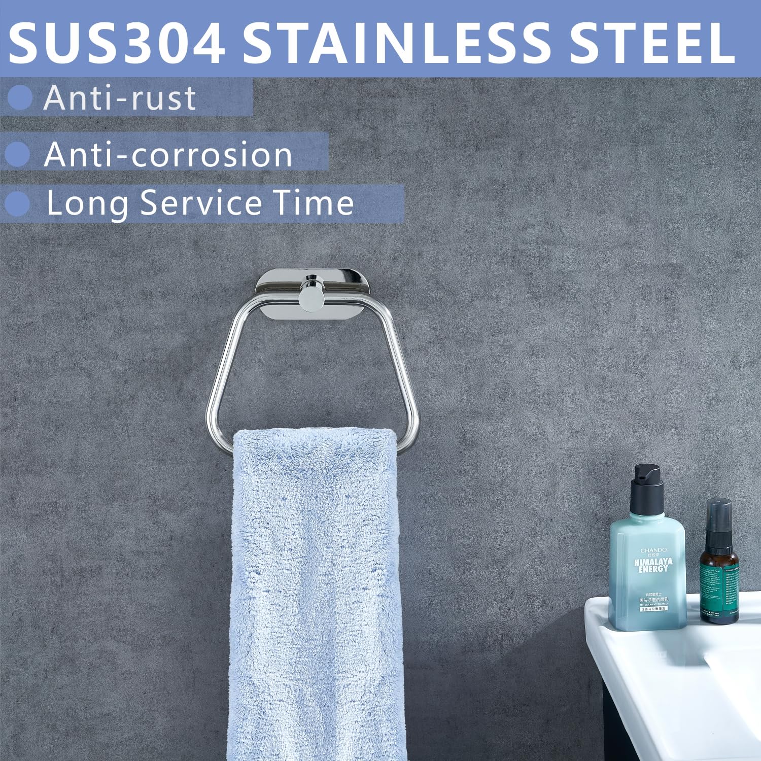 Toallero Autoadhesivo de Acero Inoxidable 304 para baño, Cocina, Gancho para Toalla de baño con diseño de Escalera, Montaje en Pared sin taladrar (Cromo)