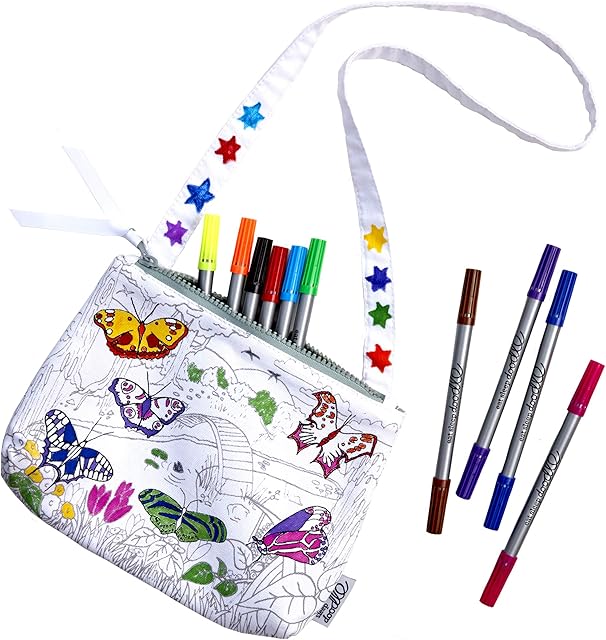 eatsleepdoodle Butterfly Crossbody Bag, Original, White